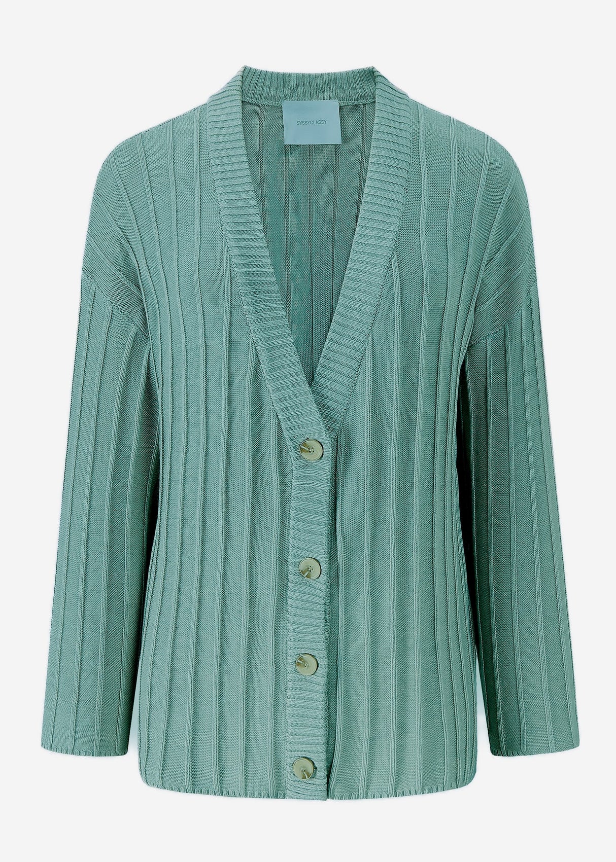 Flowing cardigan with ribbed structure - green