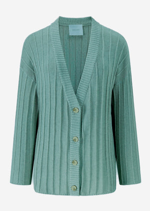 Flowing cardigan with ribbed structure - green