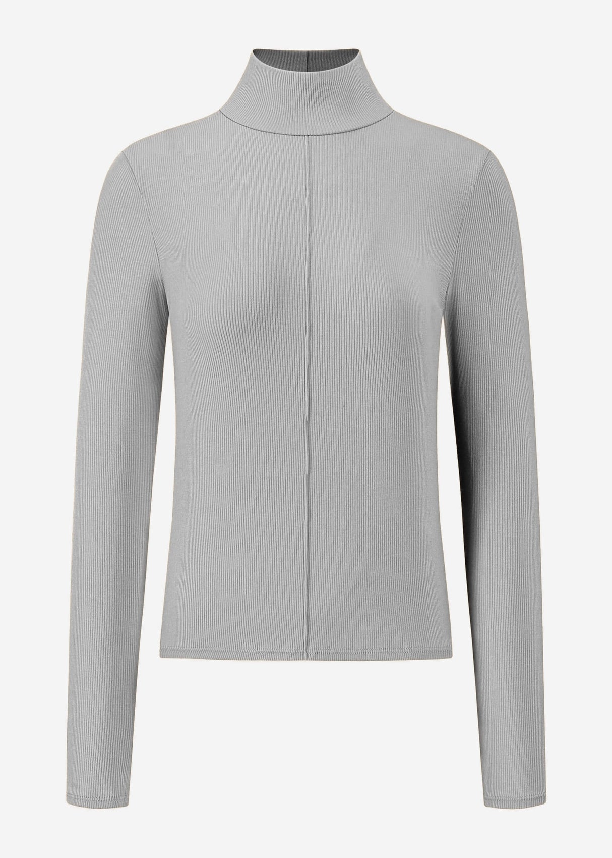 Long-sleeved shirt with turtleneck and piping - grey