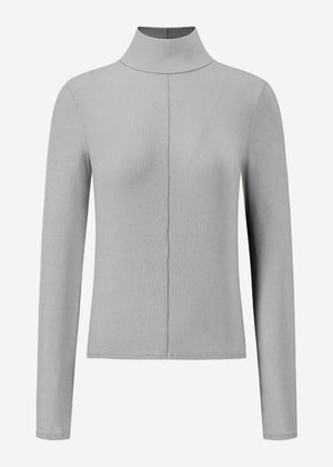 Long-sleeved shirt with turtleneck and piping - grey