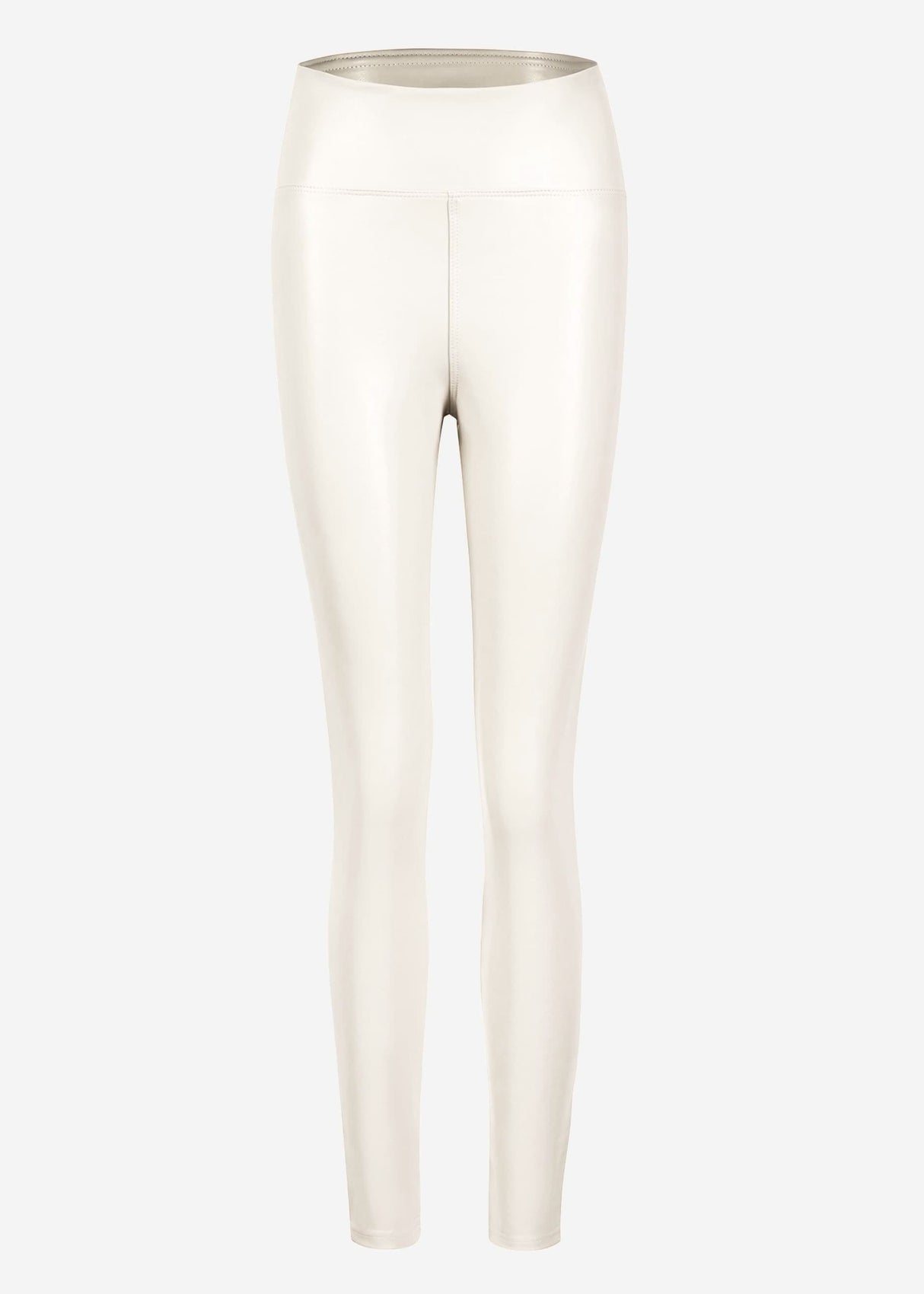 High-rise thermal leather leggings with wide waistband - off-white