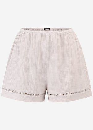 Musselin Pyjamashorts mit Spitzenborte - altrosa