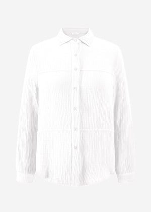 Musselin Bluse mit Ziernähten - weiß