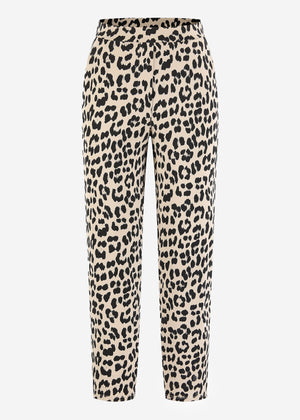 Jersey chinos in leo print - beige