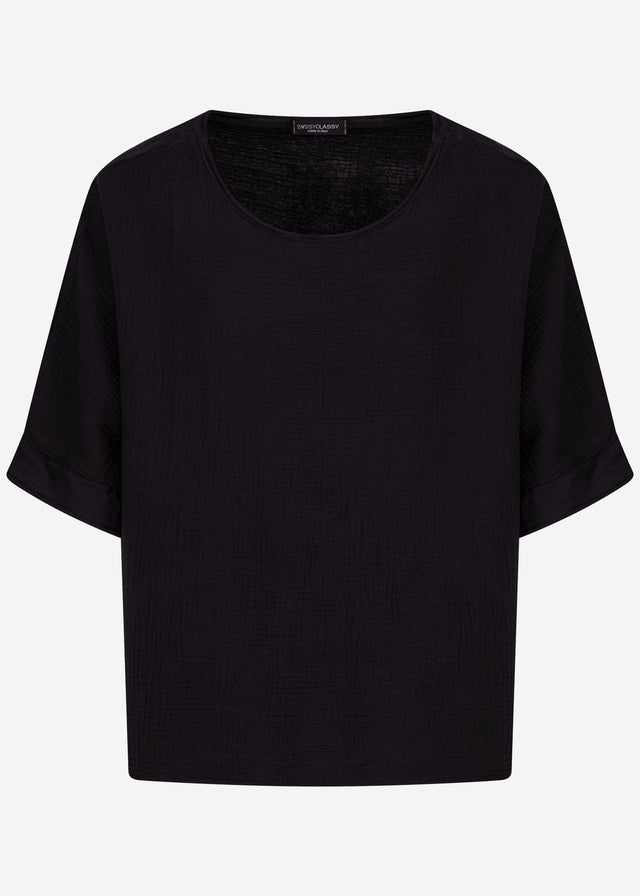 Relaxed muslin top - black