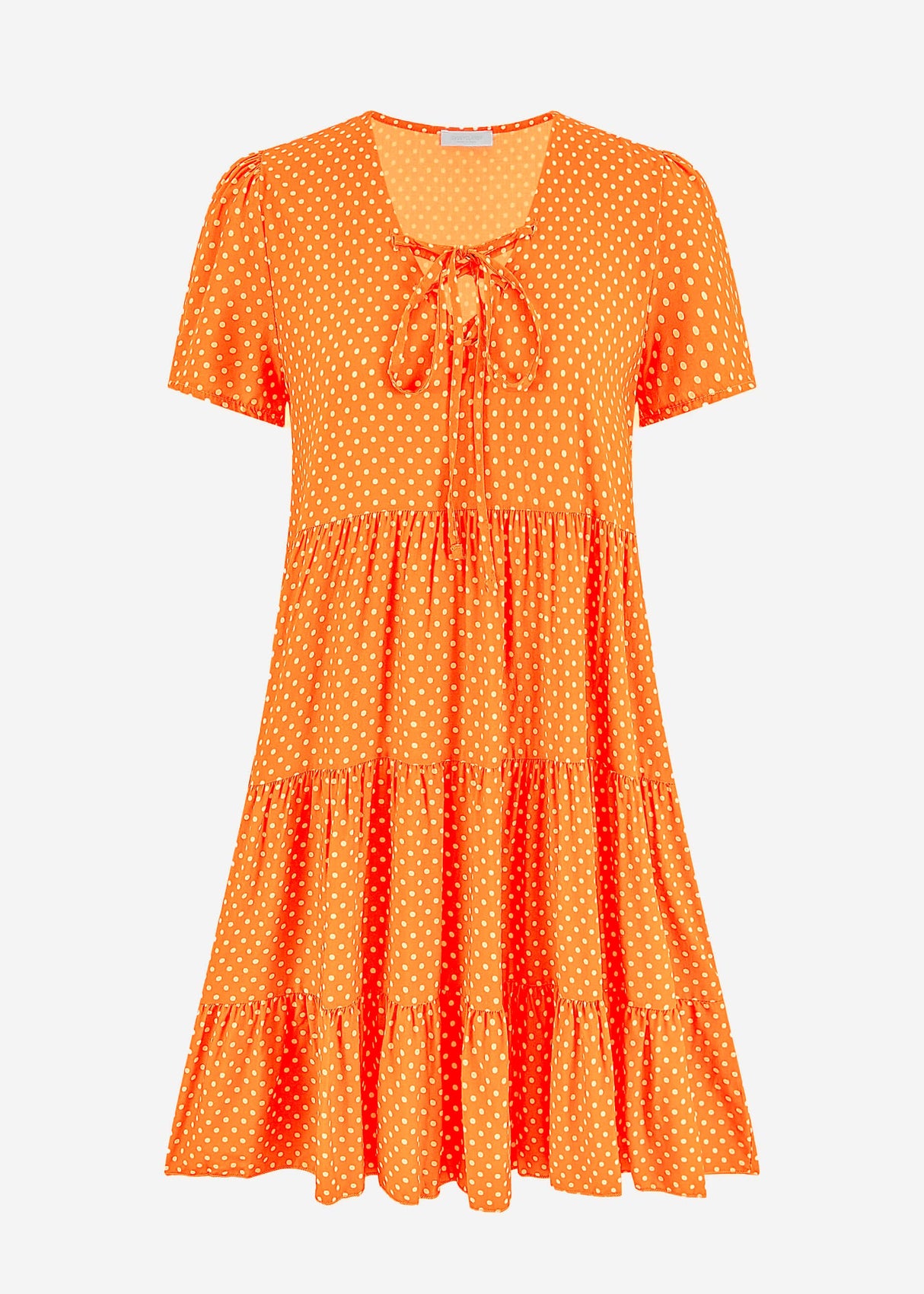 Airy dress with polka dot print - orange
