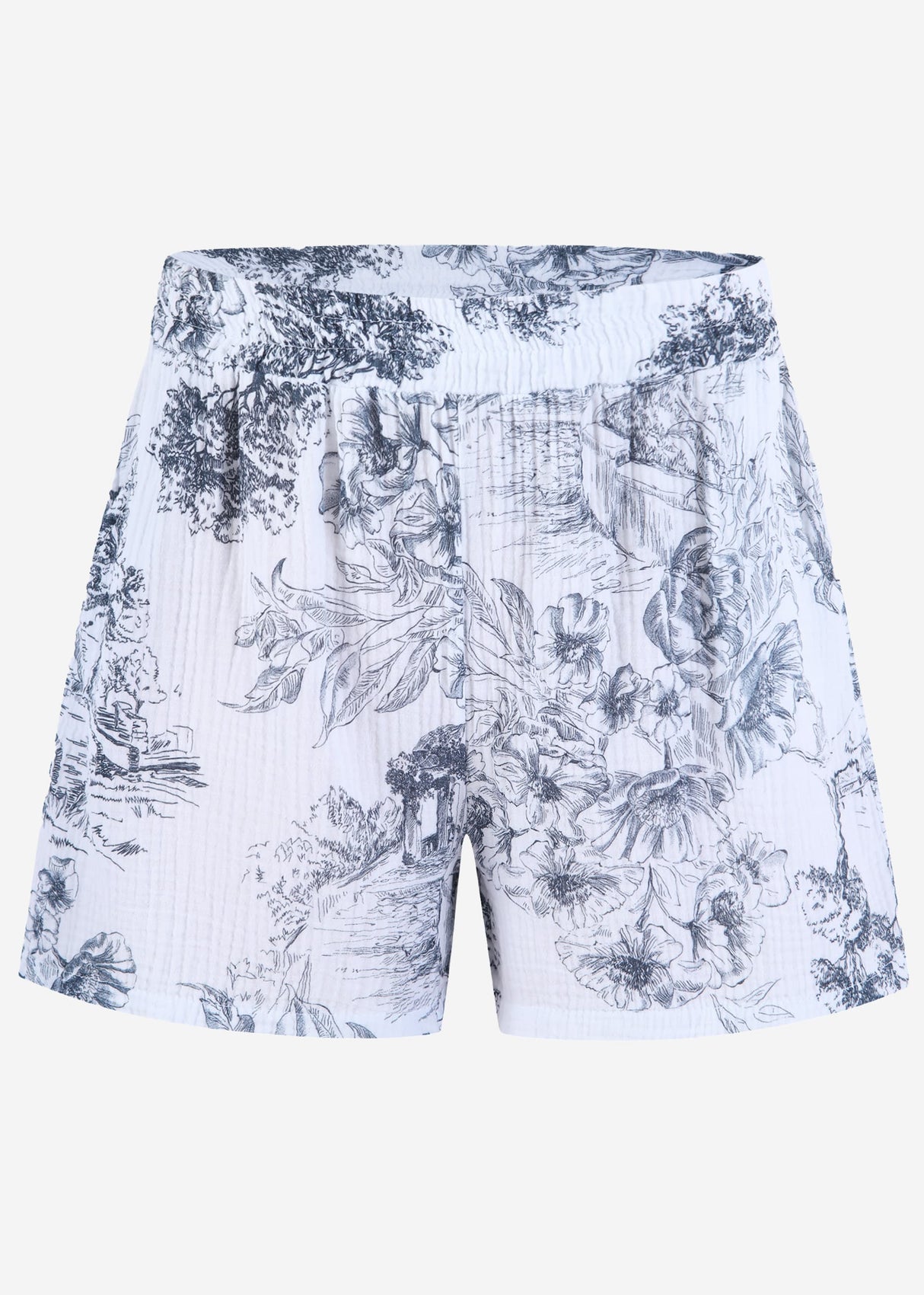 Musselin Shorts mit Print - dunkelblau
