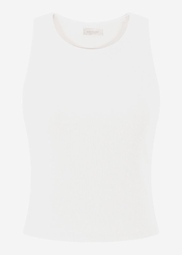 Doppellagiges, geripptes Tank Top - offwhite