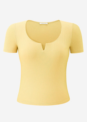Ribbed T-shirt - yellow