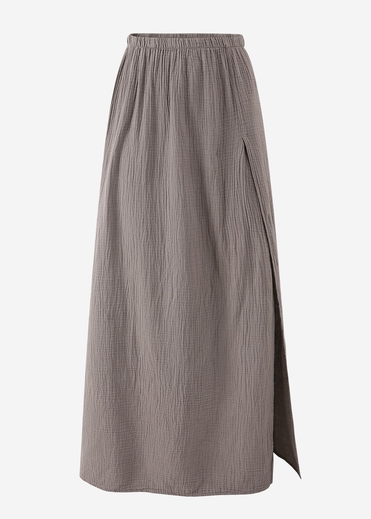 Langer Musselin Rock mit hohem Schlitz - taupe