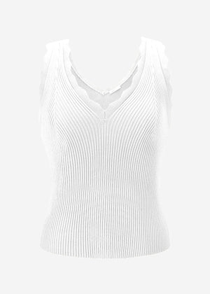 Strick Top mit V-Ausschnitt - offwhite