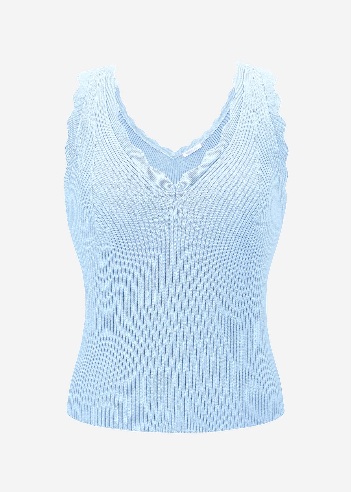 Knitted top with V-neck - light blue