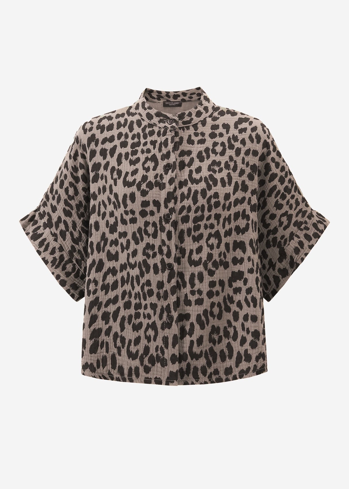 Muslin blouse with leopard print - taupe