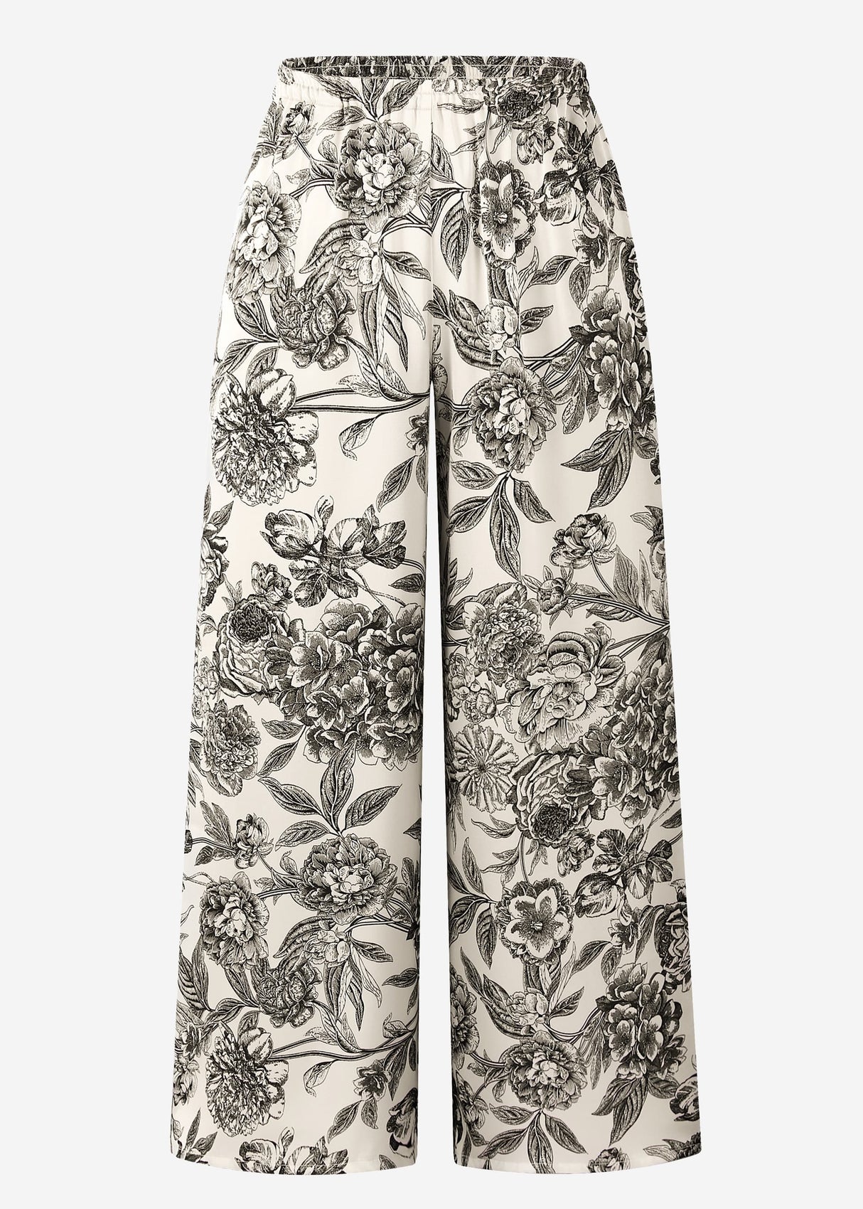 Satin pants with print - off-white-grey