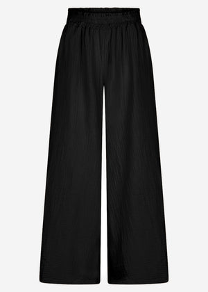 Musselin Pants mit weitem Bein - schwarz
