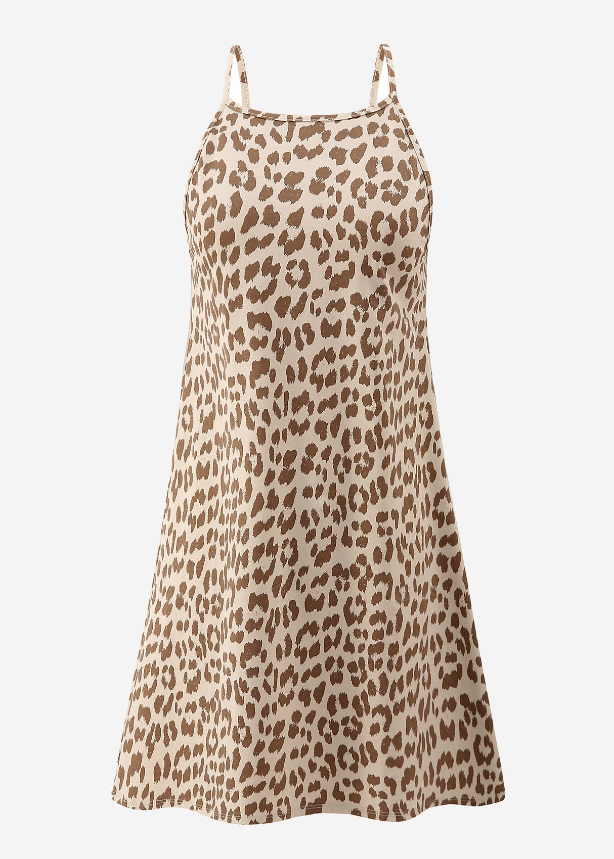 Jersey Kleid mit Leo-Print - beige