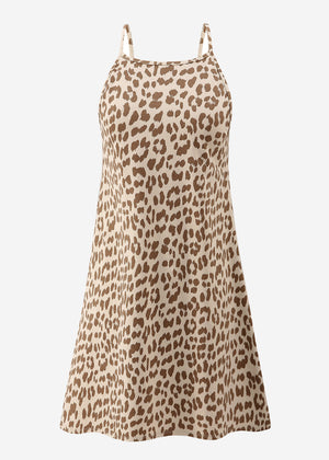 Jersey Kleid mit Leo-Print - beige