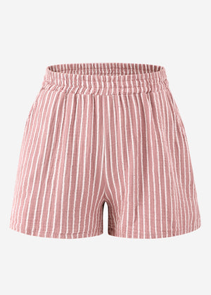 Musselin Shorts mit schmalen Streifen - altrosa
