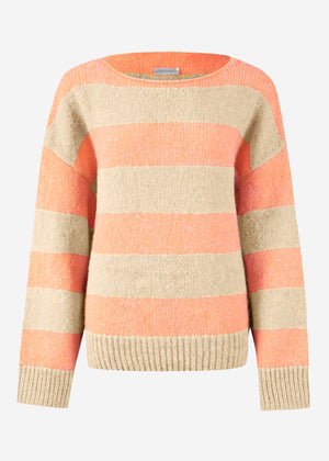 Sweater with block stripes - beige-coral