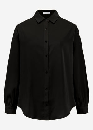 Oversize satin blouse - black