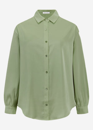 Oversize Satin Bluse - salbeigrün