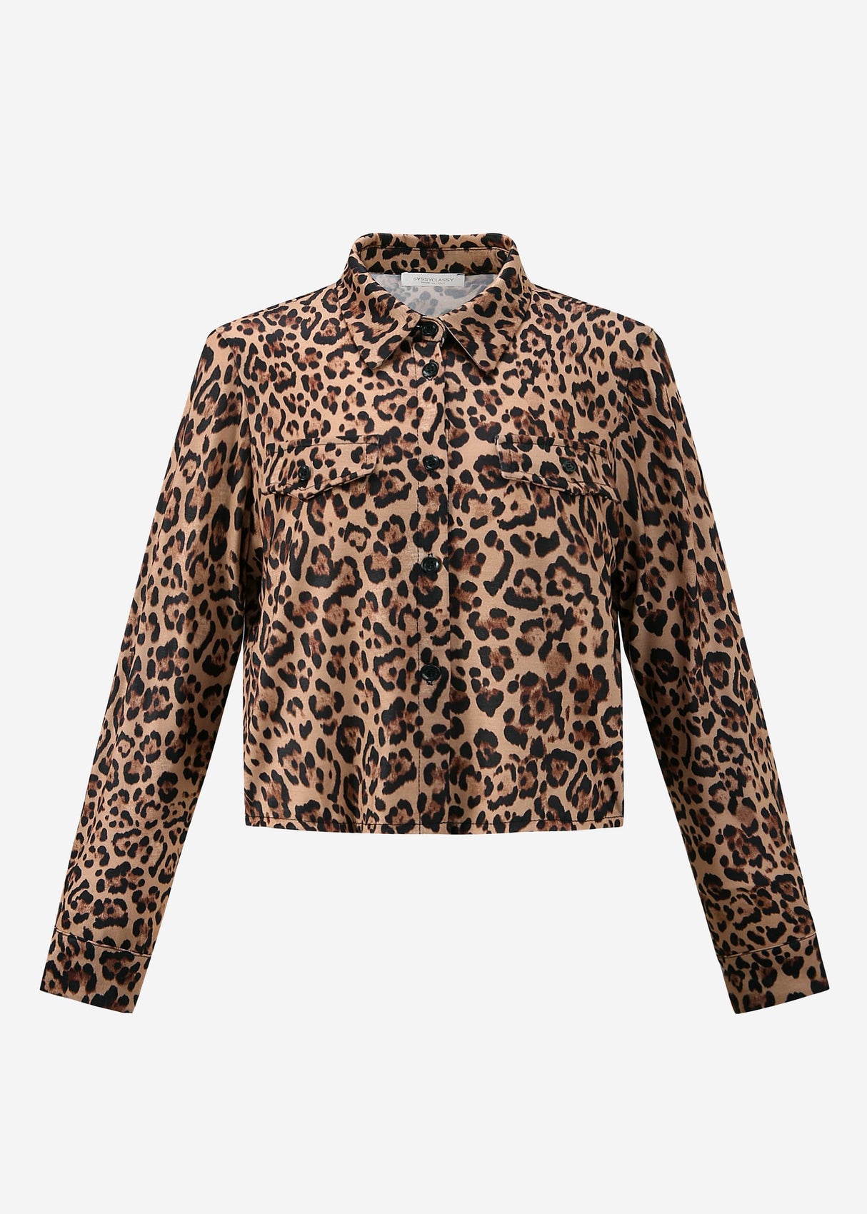 Jersey blouse with leopard print - brown