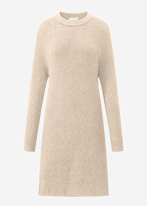 Ribbed knit dress - beige