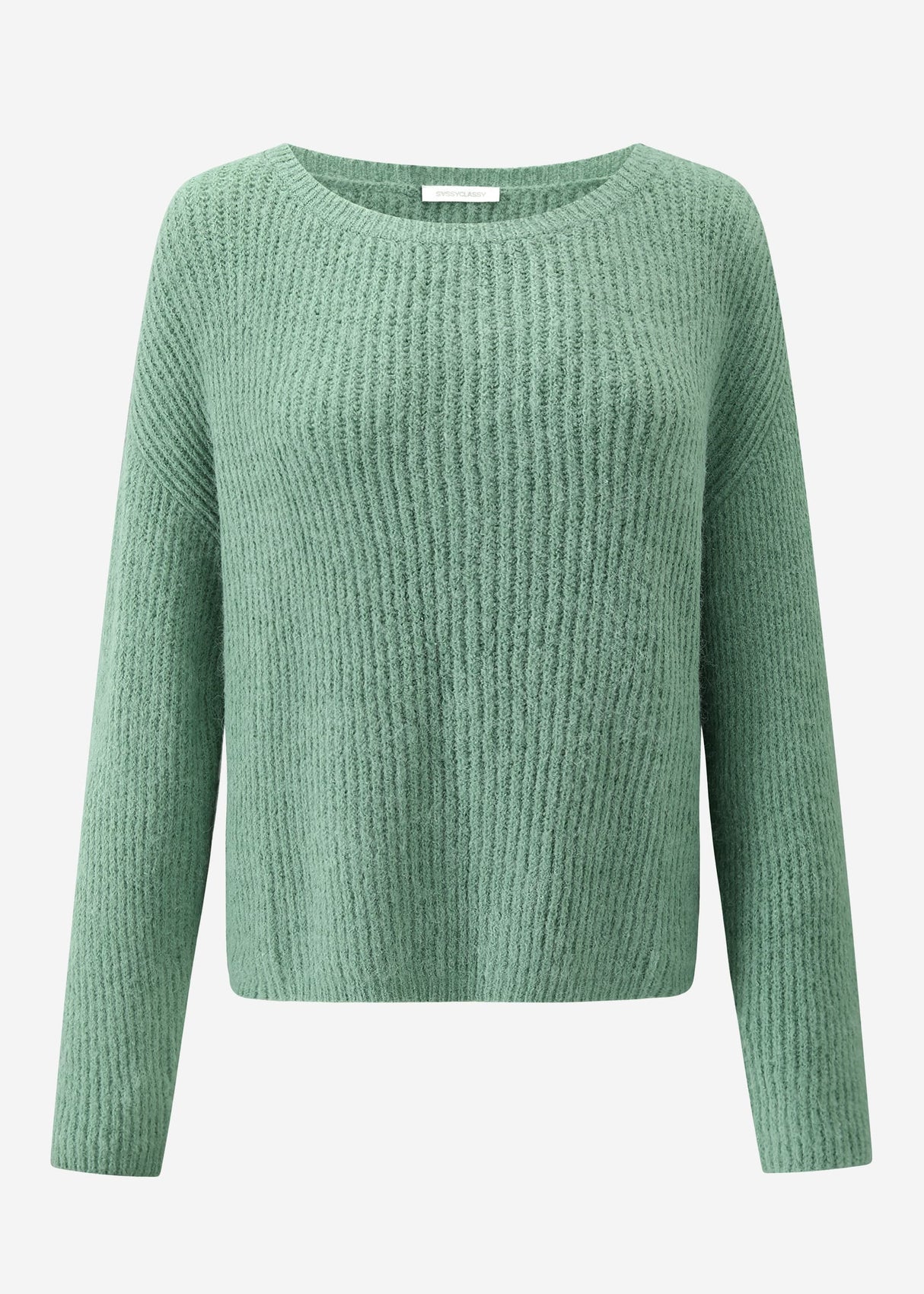 Ribbed crew neck sweater - sage green