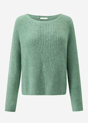 Ribbed crew neck sweater - sage green
