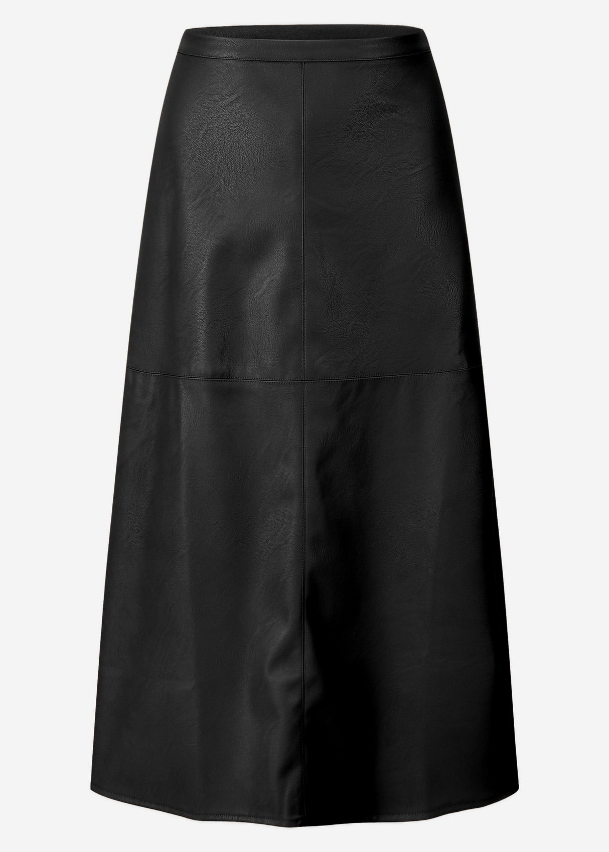 Flared faux leather skirt - black