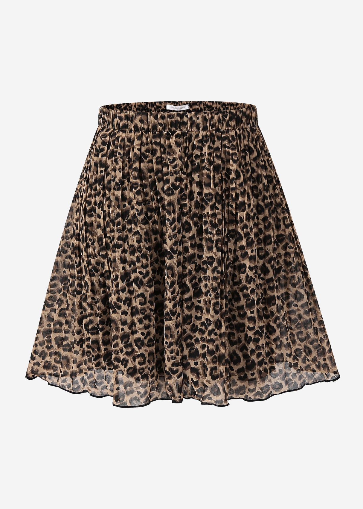 Short pleated skirt with leopard print - brown