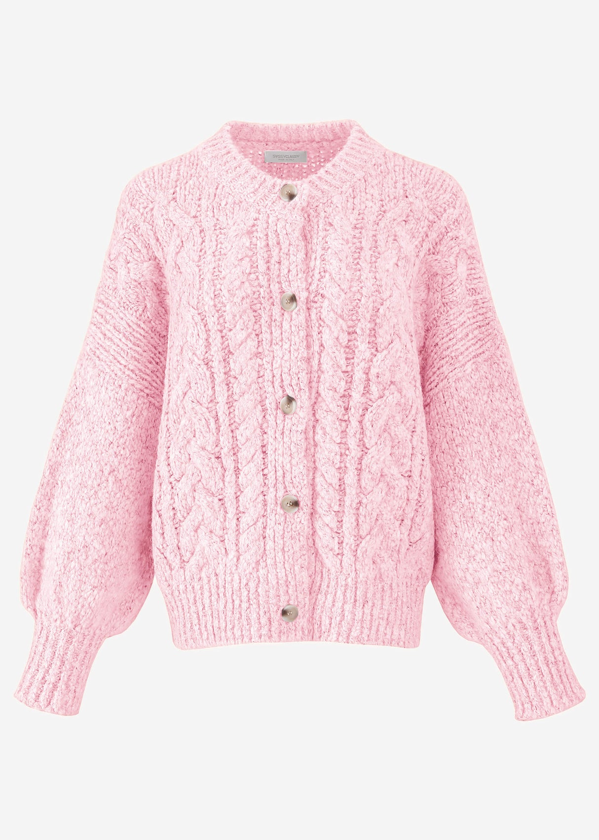 Super fluffy cable-knit cardigan - pink