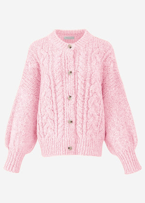 Super fluffy cable-knit cardigan - pink