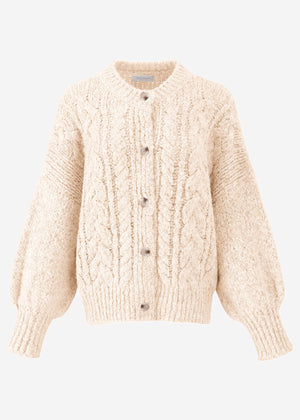 Super fluffy cable-knit cardigan - cream white