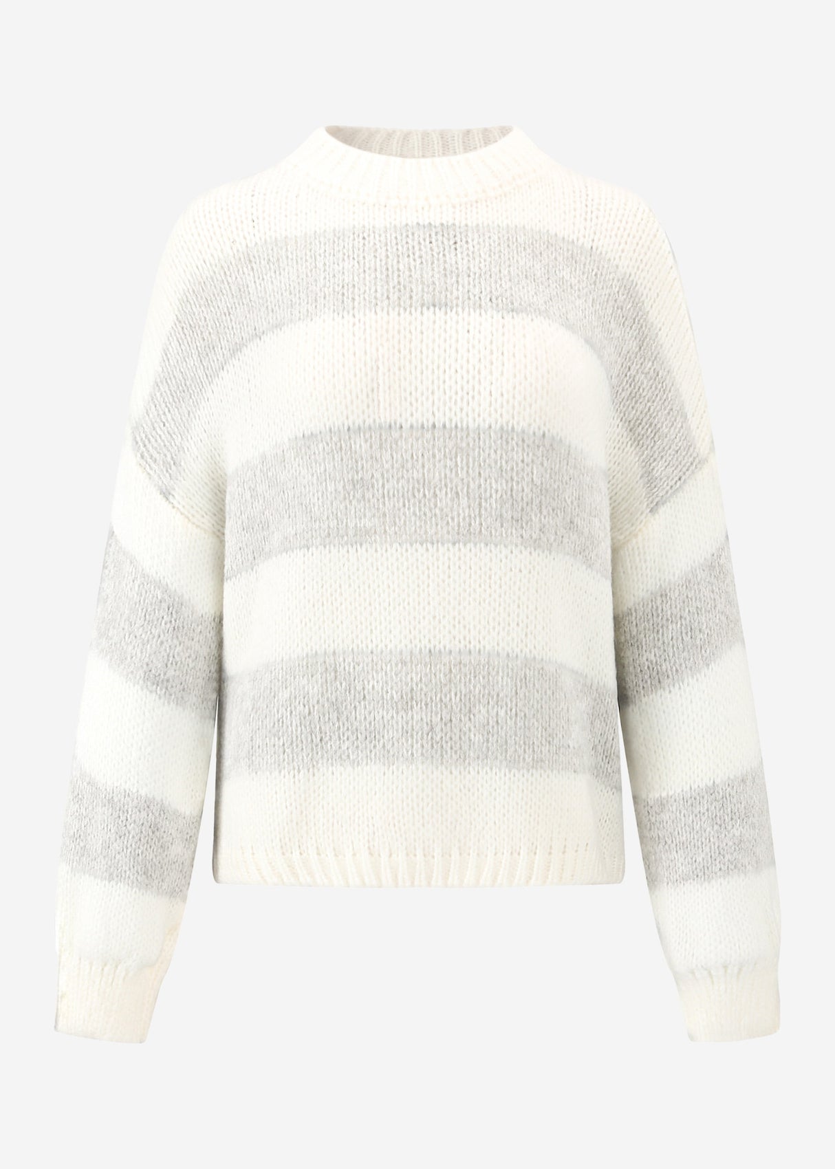 Weicher, gestreifter Strickpullover - offwhite-grau