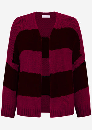Striped oversize cardigan - burgundy-black