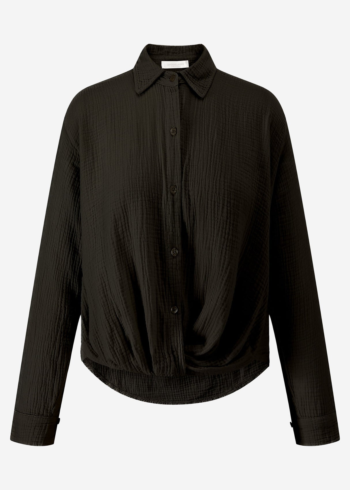 Muslin blouse with knot - black