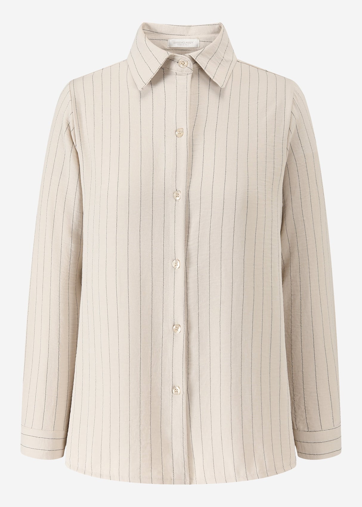 Classic cut blouse with stripes - beige
