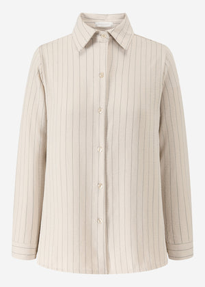 Classic cut blouse with stripes - beige