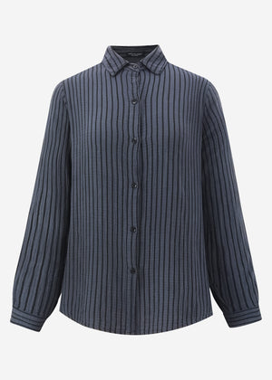 Classic-cut blouse in muslin with stripes - anthracite