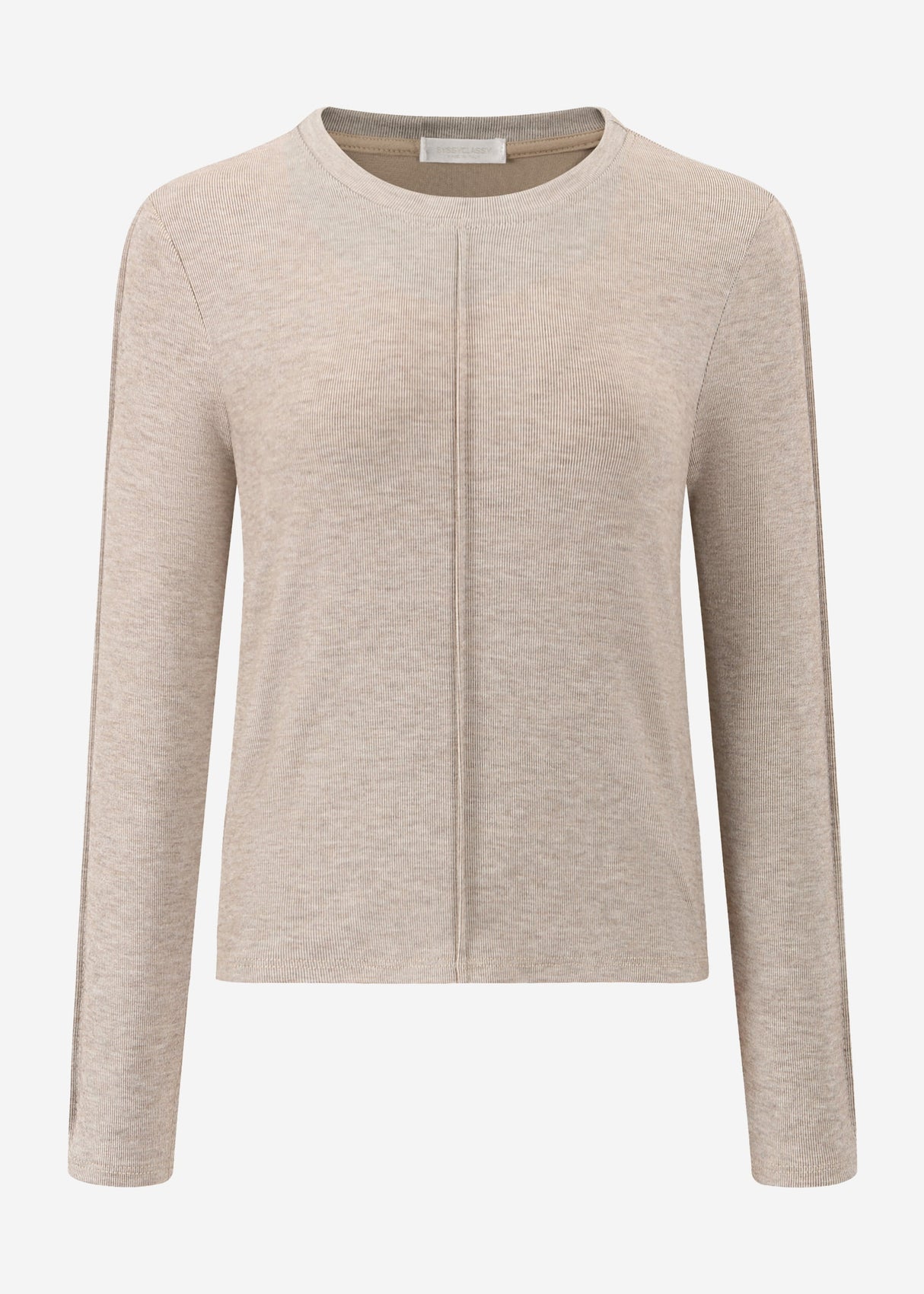 Long-sleeved shirt with decorative seam - mottled taupe