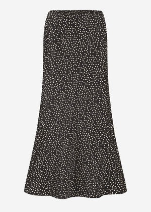 Satin skirt with polka dot print - black