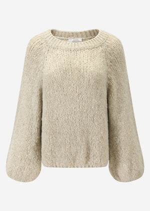 Sweater with wide round neck - beige
