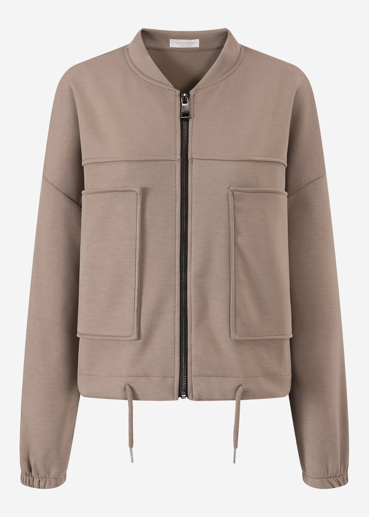 Sweat jacket with patch pockets - taupe