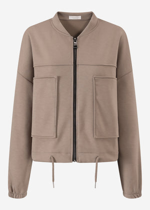Sweat jacket with patch pockets - taupe