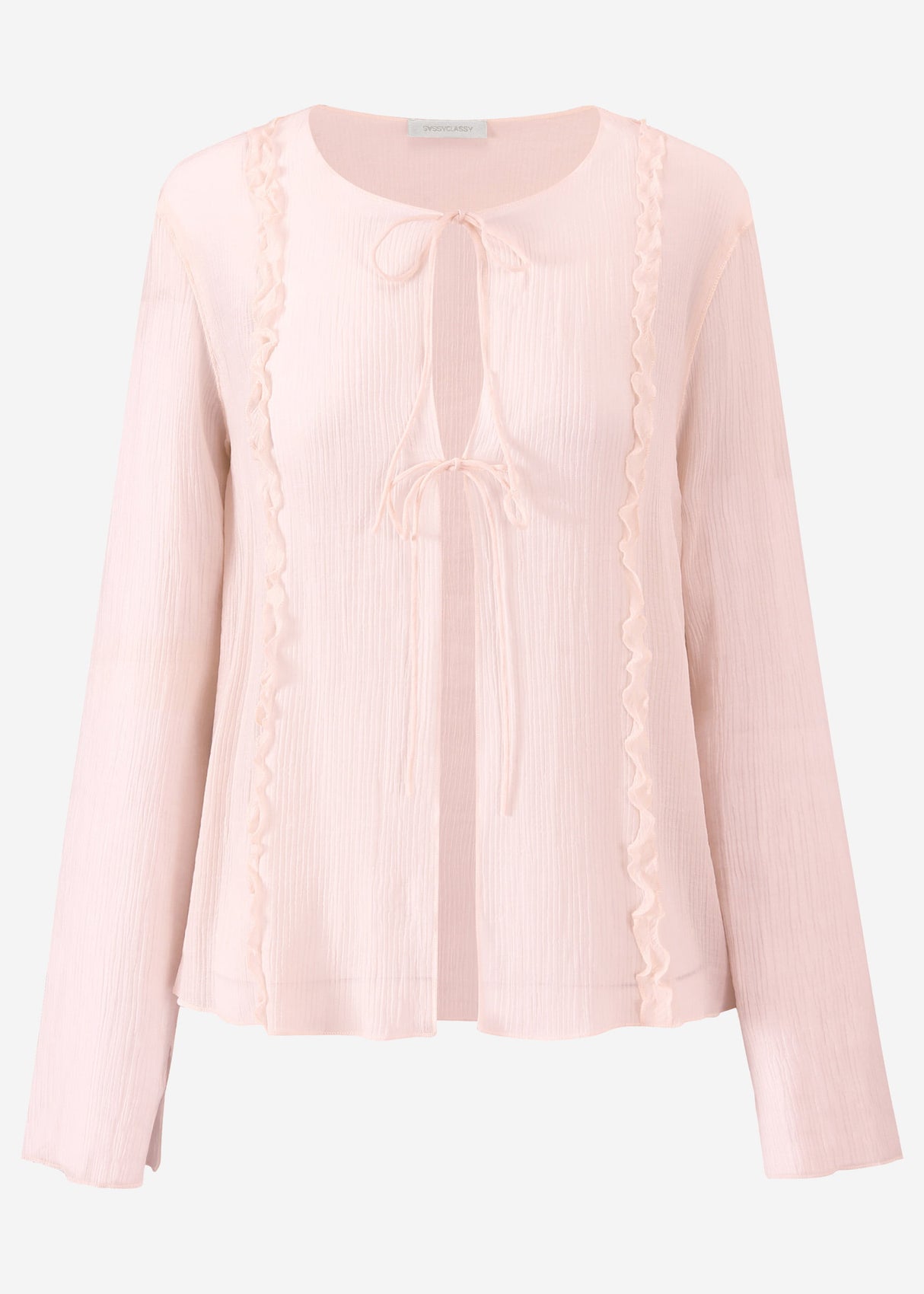 Bluse mit Bindebändern - rosa