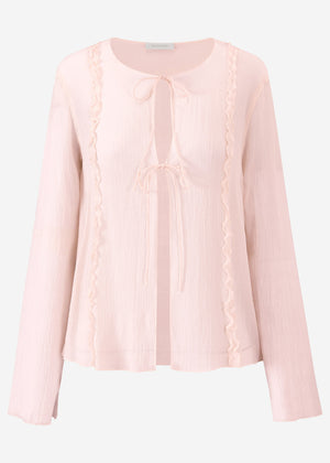 Bluse mit Bindebändern - rosa