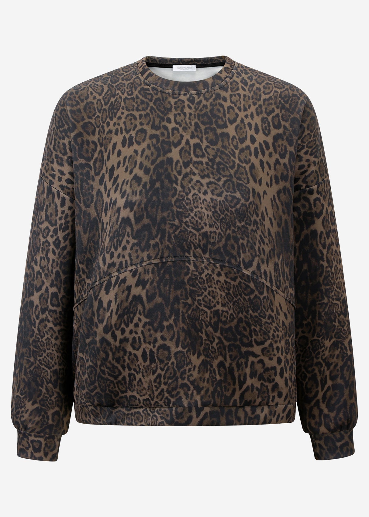 Soft sweatshirt with leopard print - black-brown