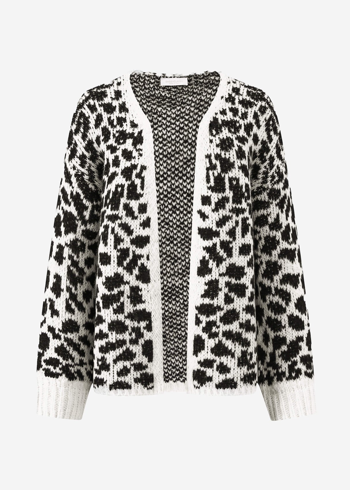 Cardigan with leopard print - black-off-white