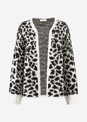 Cardigan with leopard print - black-off-white